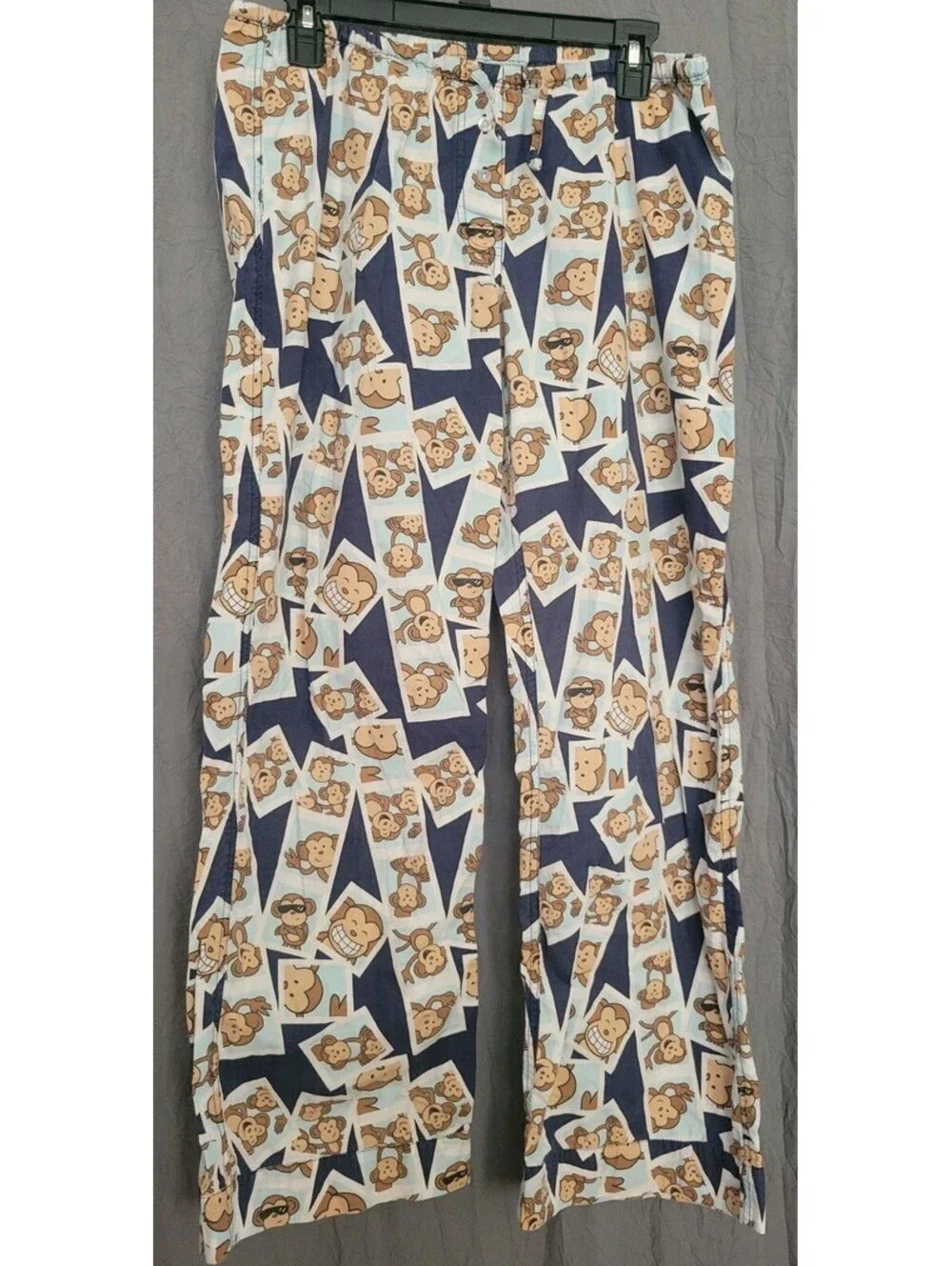 Vintage Aeropostale Pajama Pants Mens M Blue Monkey Print Lounge Sleep Y2K